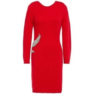 NWT! ba&sh oia crystal-embellished Red cashmere-blend mini dress MSRP$545